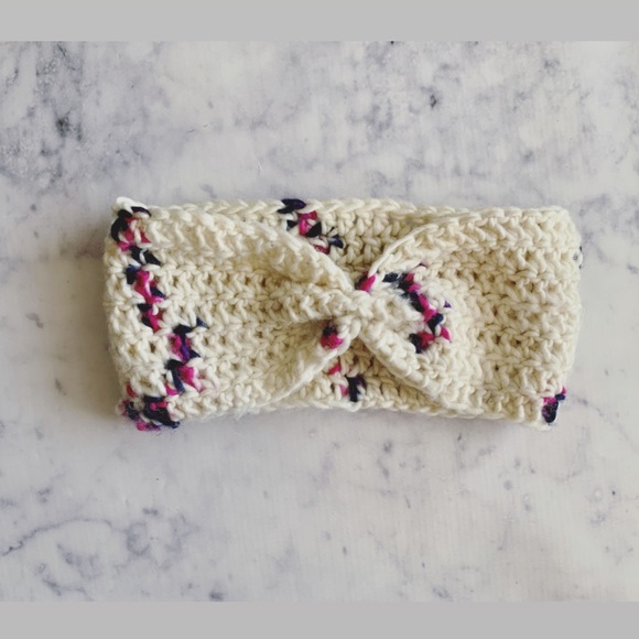 Handmade Crochet Sprinkle Merino Wool Earwarmer - Picture 1 of 5